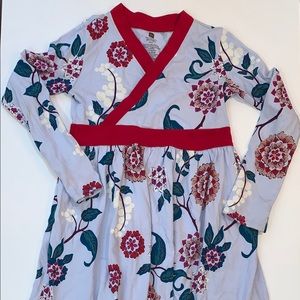 Girls light blue floral dress with matching tights